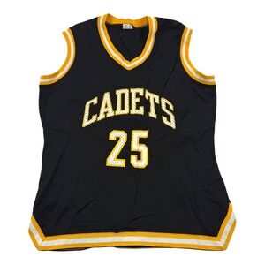 Vintage Champion Army Cadets Jersey Womens 14 Black Mesh Basketball Tank 25 USA